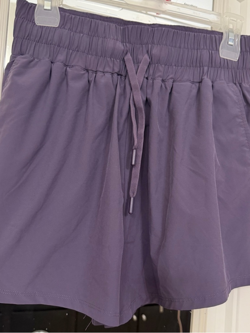 Women's Elastic-Waist Purple Athletic Shorts with Drawstring